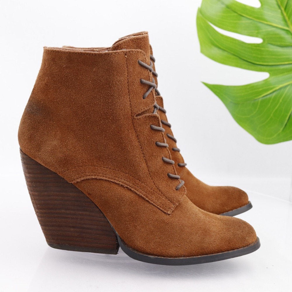 Very Volatile Womens Arlington Boots Size 9 Brown Suede Wedge Lace Up Booties